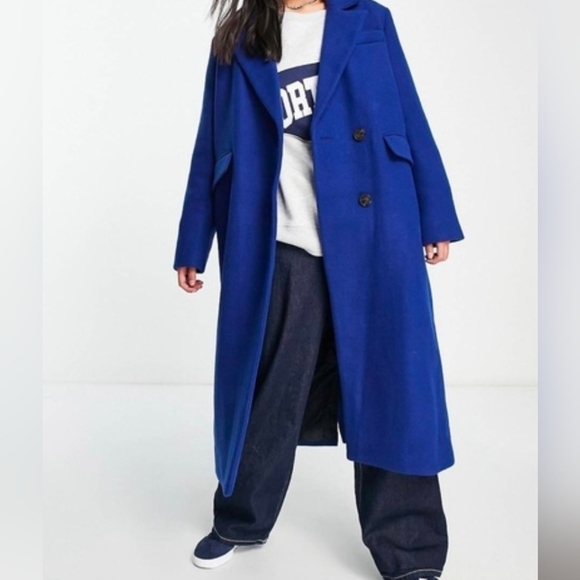 Vero Moda Curve Blue Long Wool Coat - Picture 6 of 6